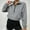 Gray, variant on AXXD Basic Business Casual Tops for Women Summer 2024 Trendy Casual Lapel Neck Long Sleeve Loose T-Shirt Blouse Pullover Tops
