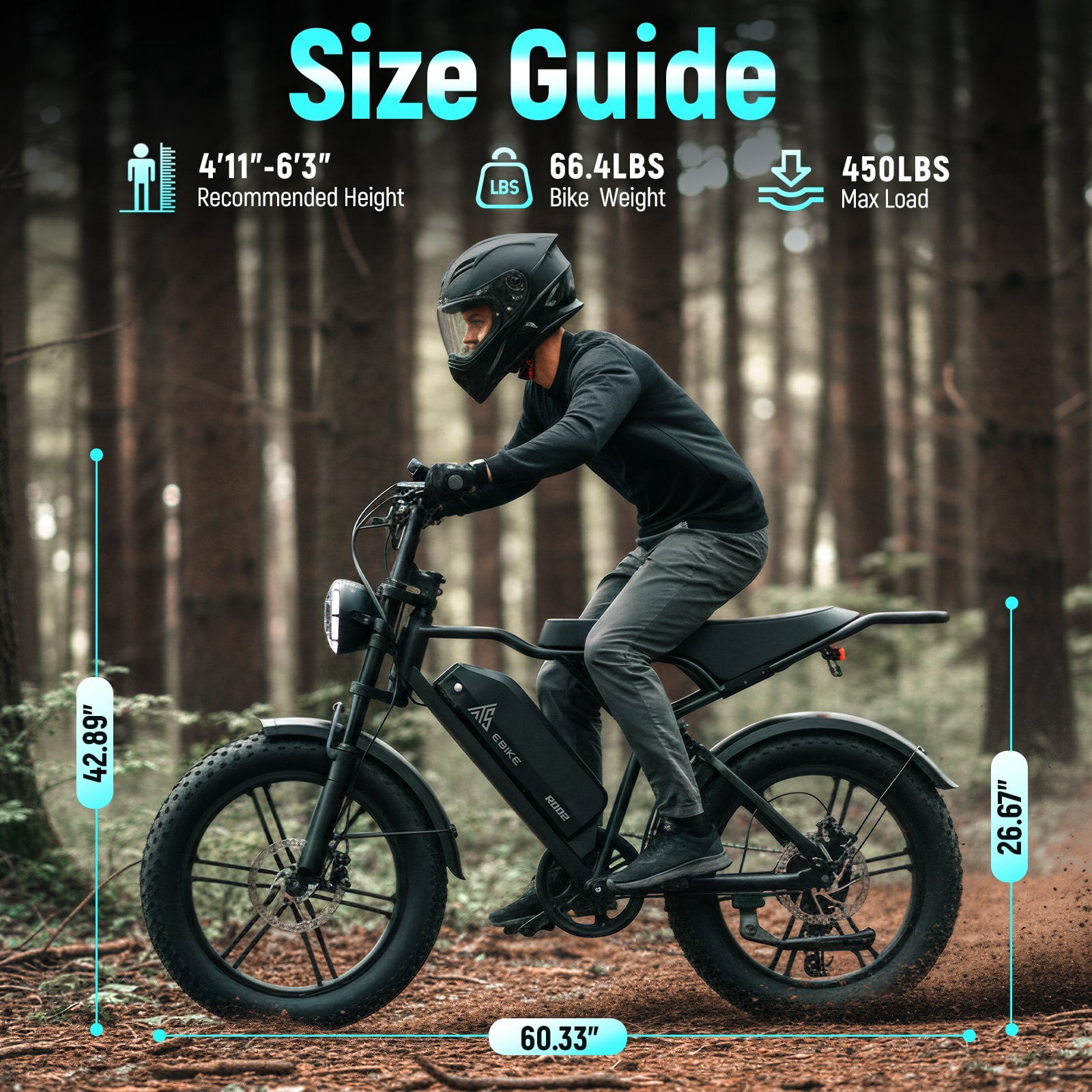 TST Electric Bike for Adults, 750W Motor, 20"x4" Fat Tire, 20Mph Speed EBike, Full Suspension E Mountain Bike, 48V/15AH, UL2849