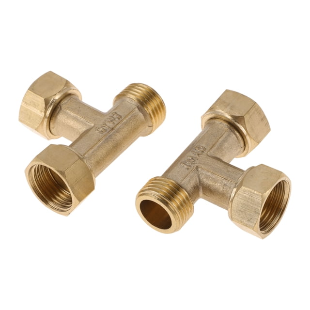 Accesorios de tubería de latón Unique Bargains 1/2" hembra x 1/2" hembra x 1/2" macho tee de unión interior-exterior 2.4" 2 piezas