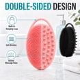 thumbnail image 2 of AIMAIAIMAI Double-Sided Silicone Body Scrubber Bath Brush, 2 Count, Pink and Black, 2 of 9