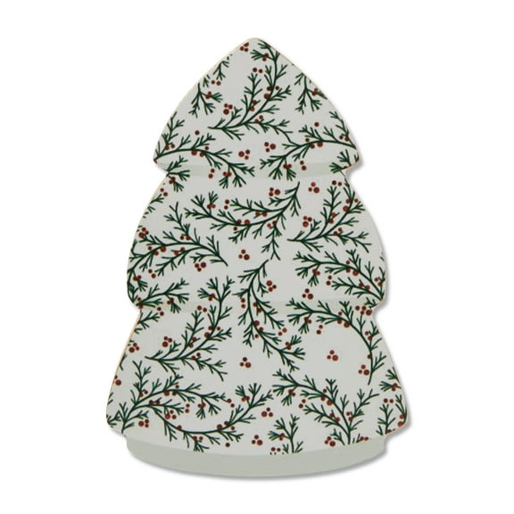 Wood Tree Christmas Tabletop Decoration, Green and White, 6", by Holiday Time