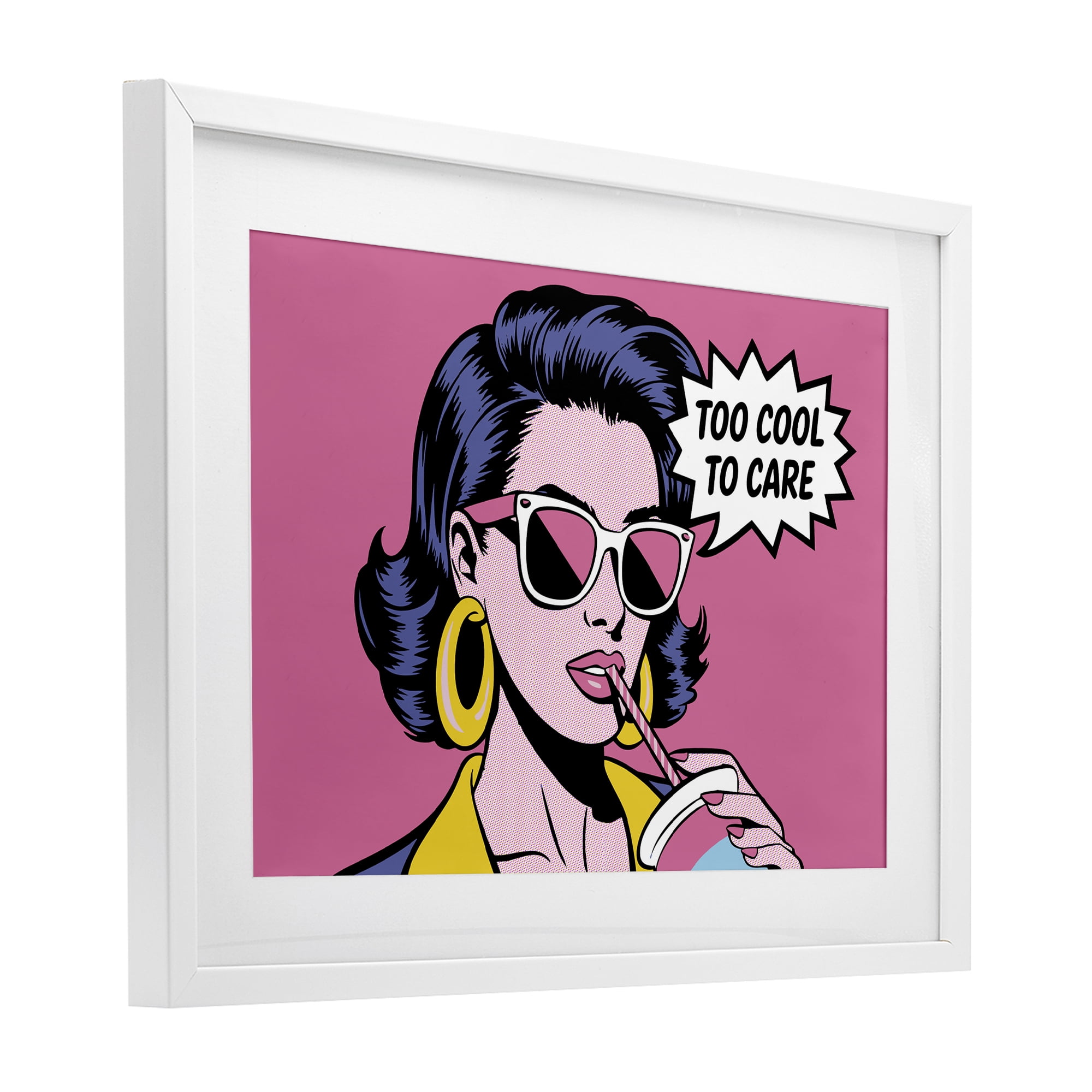 Stupell Industries Too Cool To Care Iconic White Framed Print Under Glass, design by Andreas Magnusson