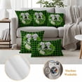thumbnail image 6 of Welcome Pillow Covers 2 Pack Spring Country Farm Green Boxwood Flowers Wreath Green Plaid Pillowcase Waterproof Outdoor Throw Pillow Cover for Patio Balcony Rectangular Cushion 20”x12”, 6 of 9
