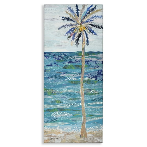 Stupell Industries Tangled in Blue Collage Coastal Painting Gallery Wrapped Canvas Art Print Wall Art, 10 x 24