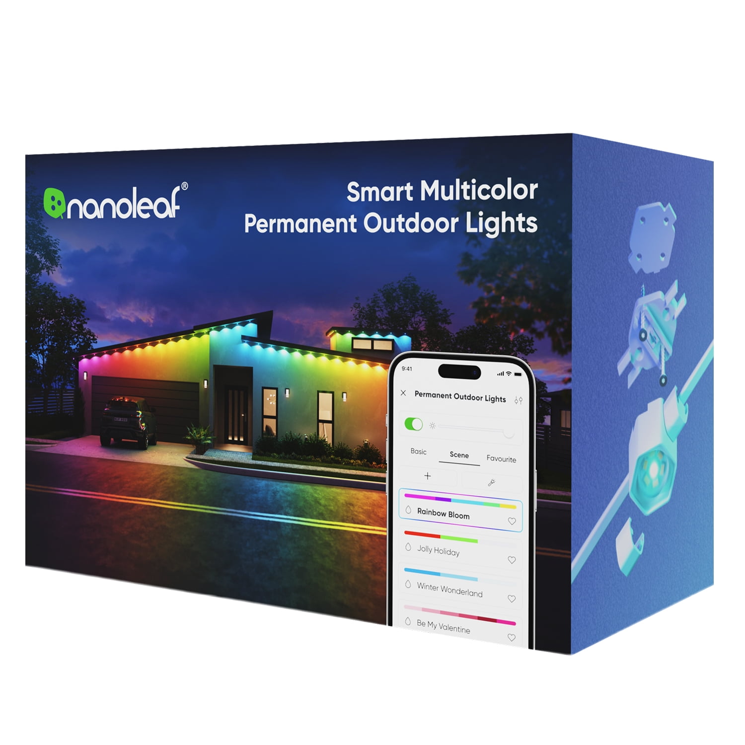 Nanoleaf 16.6ft Smart Matter Multicolor Permanent Outdoor Lights Expansion Pack – Plug-in RGBICW Addressable LED Pucks