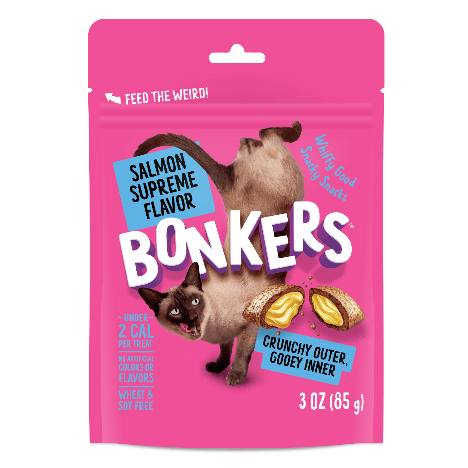 Bonkers Crunchy and Soft Cat Treats Salmon Supreme Flavor 3oz