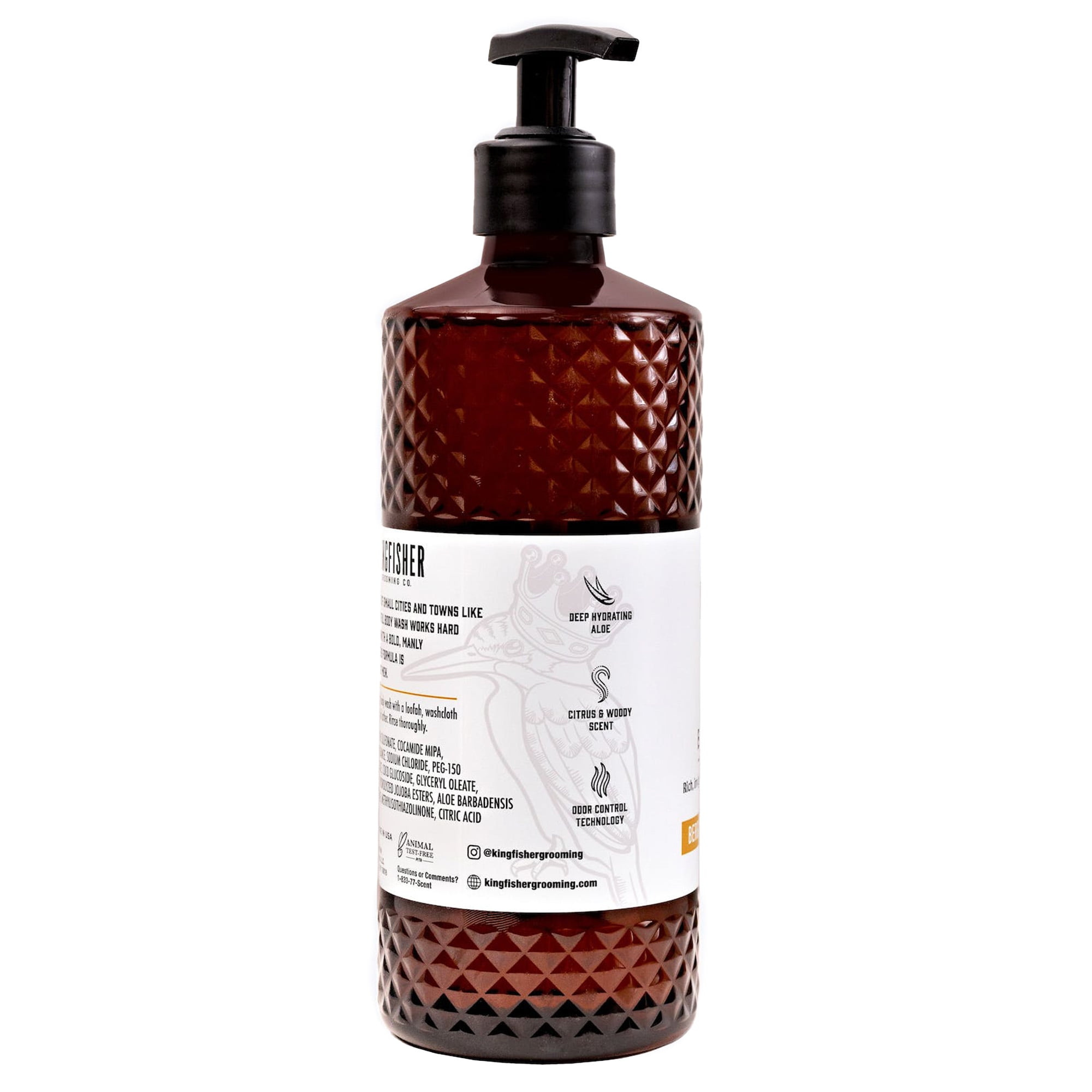 Kingfisher Co. Men's Body Wash, Bergamot and Amber Woods, 18 oz