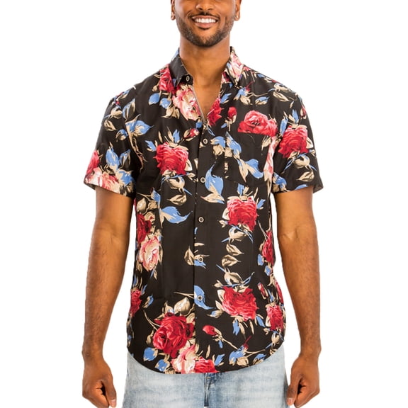 Men Hawaiian Shirt Vacation Short Sleeve Casual Button Down Shirts Summer Beach Shirt