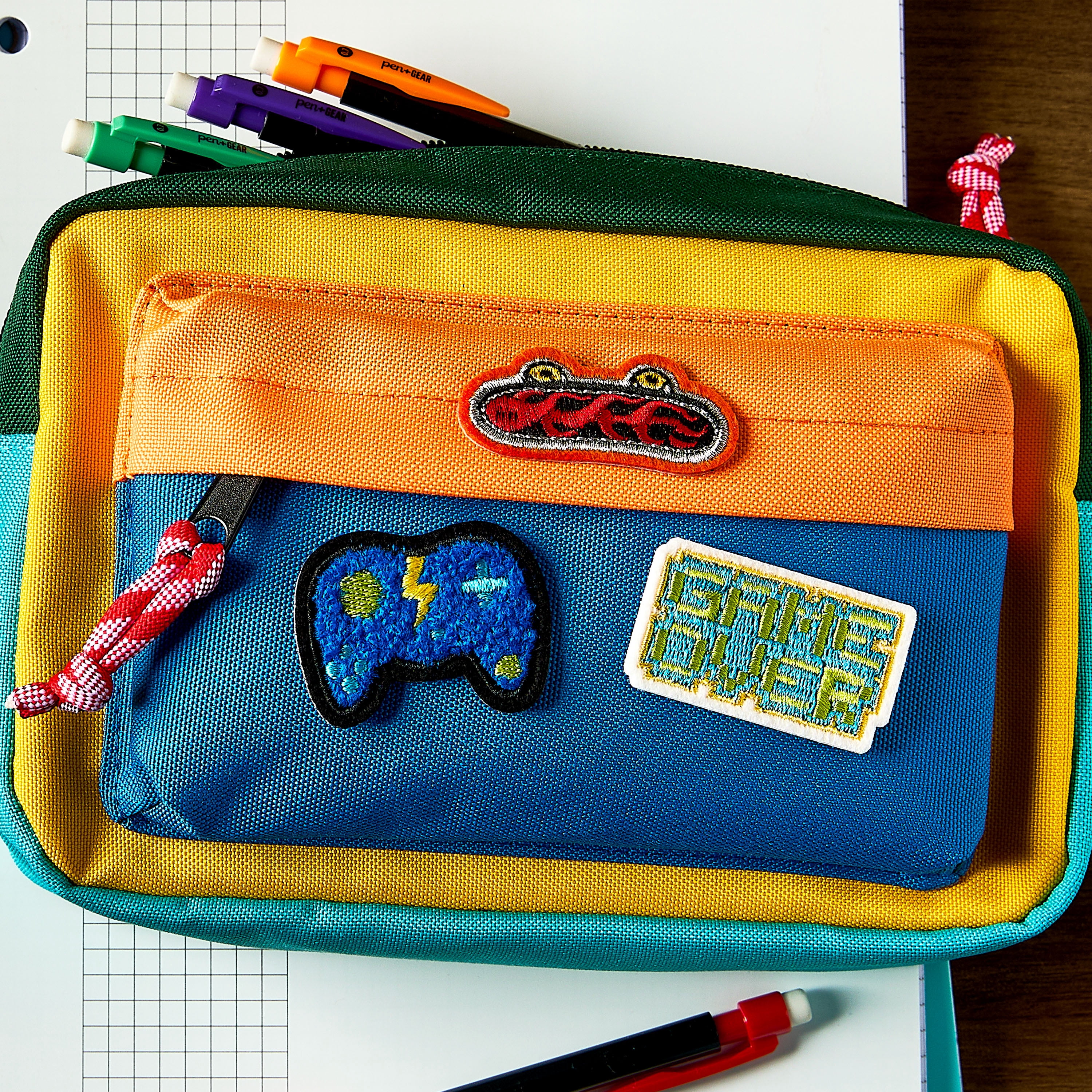 Pen+Gear Chenille Patch Stickers, 4 Count, Video Game, For Backpacks, Lunch Kits and Students