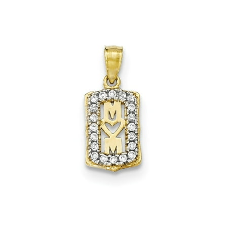 10k Yellow Gold & Rhodium-plated CZ Mom Pendant
