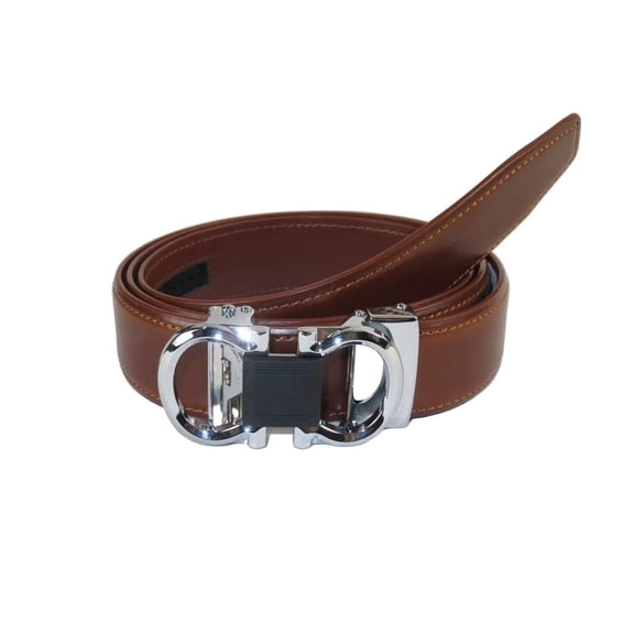 Mens VALENTINI Leather Belt Automatic Adjustable Removable Buckle V506S Cognac