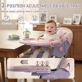 thumbnail image 2 of JieC Baby High Chair, 4 in 1 Convertible Highchair for Babies & Toddlers, Double Tray Dining Chair with 5-Point Harness & Silent Wheel,Pink Purple, 2 of 10