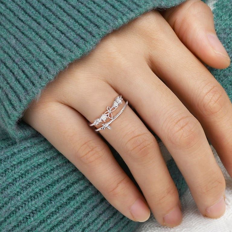 GYUJNB 14K Gold Plated Halo Ring RingTo My Daughter Butterfly Ring Butterfly Rhinestone Ring Minimalist Anxiety Ring Gift For Her Back To School Gift Sterling Silver Ring Walmart
