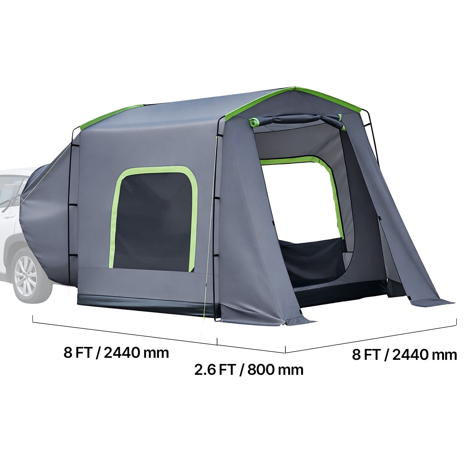 KFFKFF Large SUV Tent for 5–9 People, 10.6 x 8 FT All-Season Tailgate Tent with Ventilated Door & Mesh Windows, PU3000mm Waterproof Dual-Use Car Rear Hatch Tent for Camping and Hiking