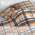 thumbnail image 4 of 3 Piece Orange Black Plaid Duvet Cover Set California King,Microfiber Comforter/Quilt Cover with Corner Ties and 2 Pillowcases,Farmhouse Orange Black Checkered All Season Bedding with Zipper Closure, 4 of 8