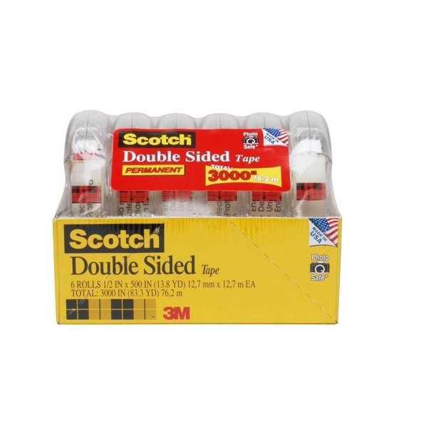 5 X Scotch Double Sided Tape, 1/2 x 500 Inches, 6 Dispensers/Pack