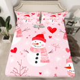 thumbnail image 2 of Homewish Cute Snowman Snowflakes Full Size Sheets 4-Piece for Female Men Adults,Xmas Christmas Festival Breathable Bed Sheets,Happy New Year Lightweight Sheet Sets,Microfiber Bedroom Decor, 2 of 7