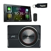 JVC KW-M845BW Compatible with CarPlay, Wireless Android Auto with CW-DRA8 8 Inch compact powered subwoofer