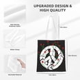 thumbnail image 4 of DouZhe Reusable Grocery Bags, Roses Flowers Peace Sign Lightweight Polyester Canvas Cloth Tote Bag for Travle Gym Shopping School, 15" x 16", 4 of 7