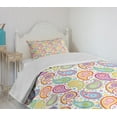 thumbnail image 4 of Ambesonne Paisley Quilted Bedspread Set 2 Pcs, Colored Pattern Flower, Twin Size, Multicolor, 4 of 6