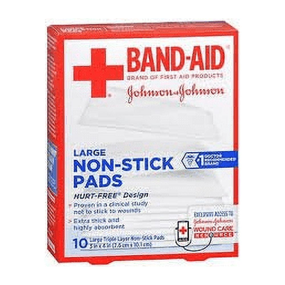 Johnson's Band Aid Red Cross Triple Layer & Non-Stick Pads, 10 ct, 4-Pack
