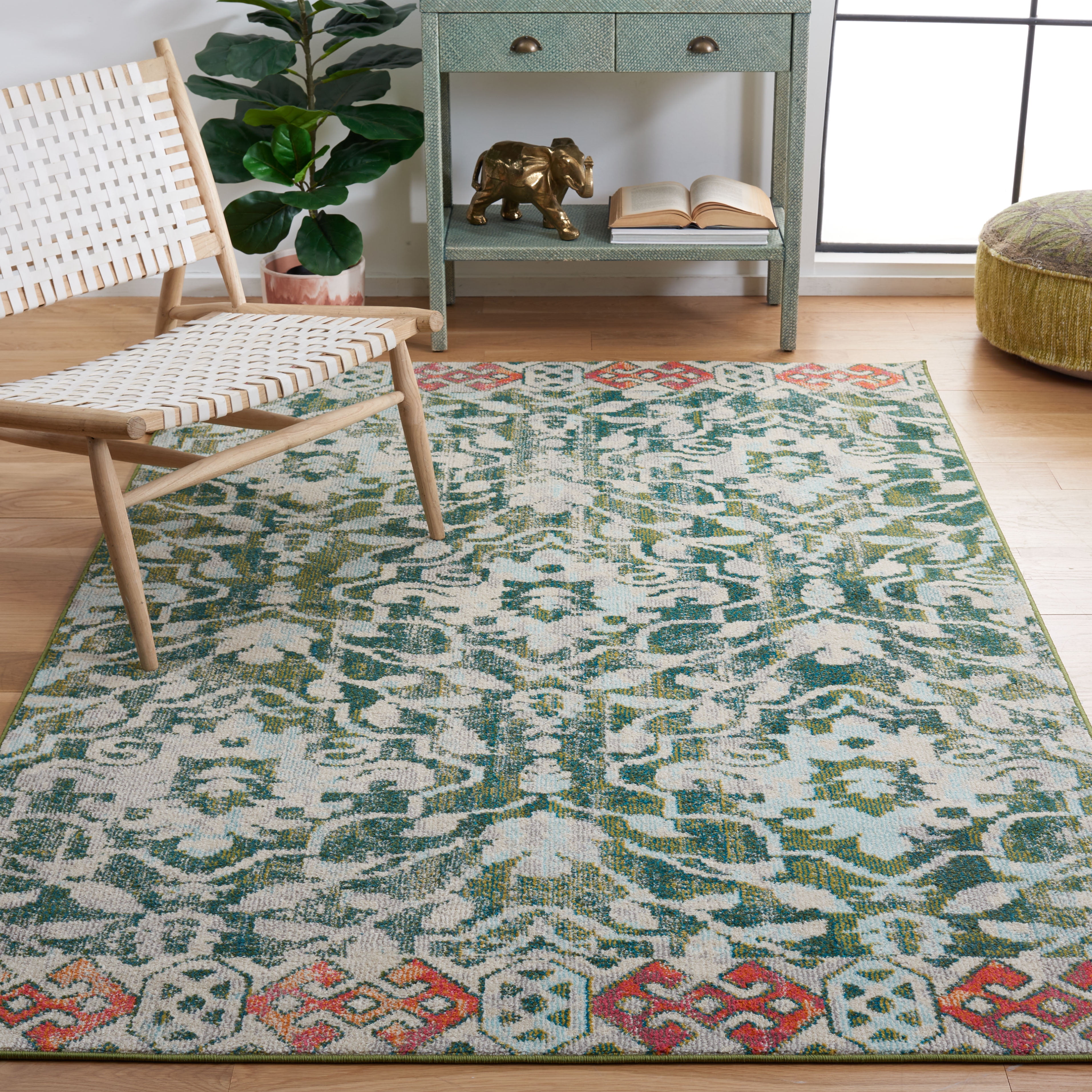 Safavieh Madison Bayon Damask Area Rug, Green/Ivory, 4' x 6'