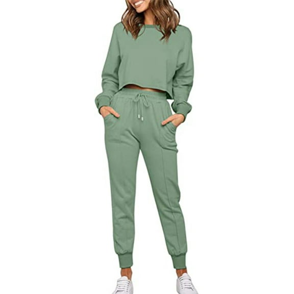 APPILIN Women Leisure Suits Fashion Solid Color Top and Pants Set