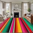thumbnail image 2 of Abstract Area Rugs 5x7 ft Colorful Mexican Stripe Green Red Orange Farmhouse Washable Rug Non Slip Indoor Carpet Absorbent Floor Mat for Living Room Bedroom Dining Room, 2 of 9