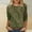 Army Green, variant on Crew Neck Ladies Tops and Blouses Loose Fit Casual Glitter 3/4 Length Sleeve Cute Pleat Flowy Work Fall Womens Spring Tops S