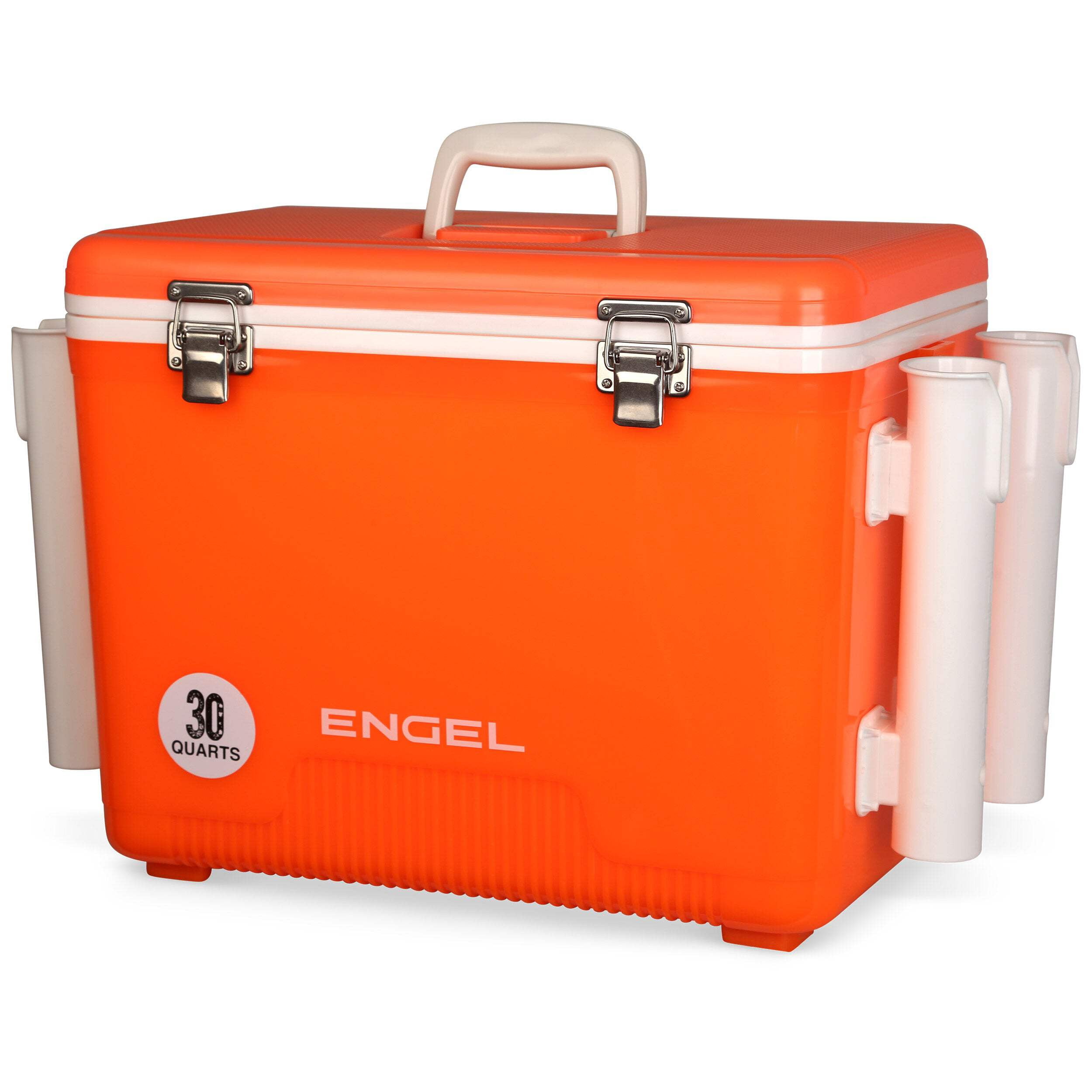 ENGEL 30 Qt Leak-Proof Insulated Drybox Cooler with 4 Rod Holders - Tan