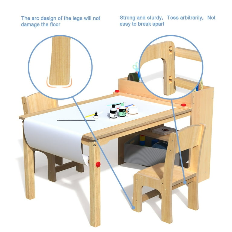 Kids Art Table and Chairs Set Craft Table with Large Storage Desk and –  shopGDLF