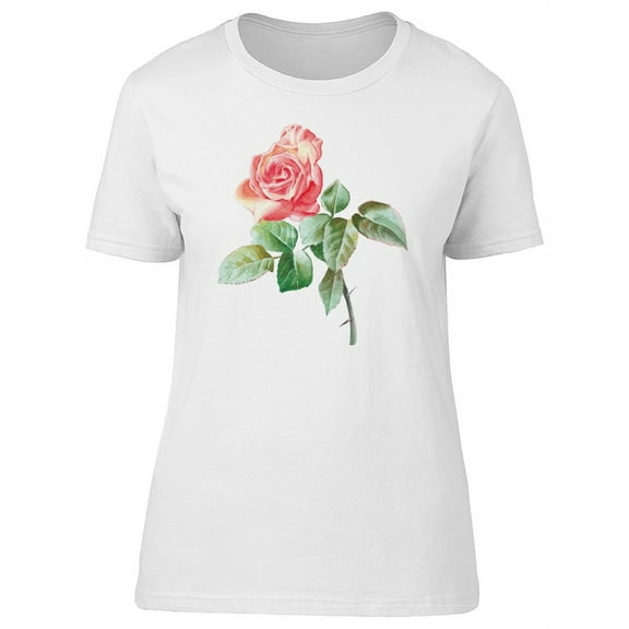 Cute Pink Vintage Rose Flower T-Shirt Women -Image by Shutterstock, Female Medium