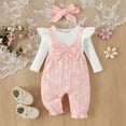 thumbnail image 2 of CAICJ98 Newborn Baby Girl Clothes Ruffle Sleeve Jumpsuit Corduroy Floral Romper+Headband Cute Fall Winter One Piece Outfit (Pink,3-6 Months), 2 of 6