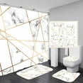 thumbnail image 1 of Aosijia 4 Pcs Marble Shower Curtain Sets Bathroom Sets with Shower Curtain and Rugs and Accessories Rug Toilet Lid Cover and Non-Slip U Shape Mat Waterproof Shower Curtain with 12 Hooks, 1 of 4