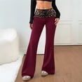 thumbnail image 2 of Wxolcjlv Women's Leopard Foldover Flare Pants Ruched Waist Stretch Fitness Bell Bottoms, 2 of 7