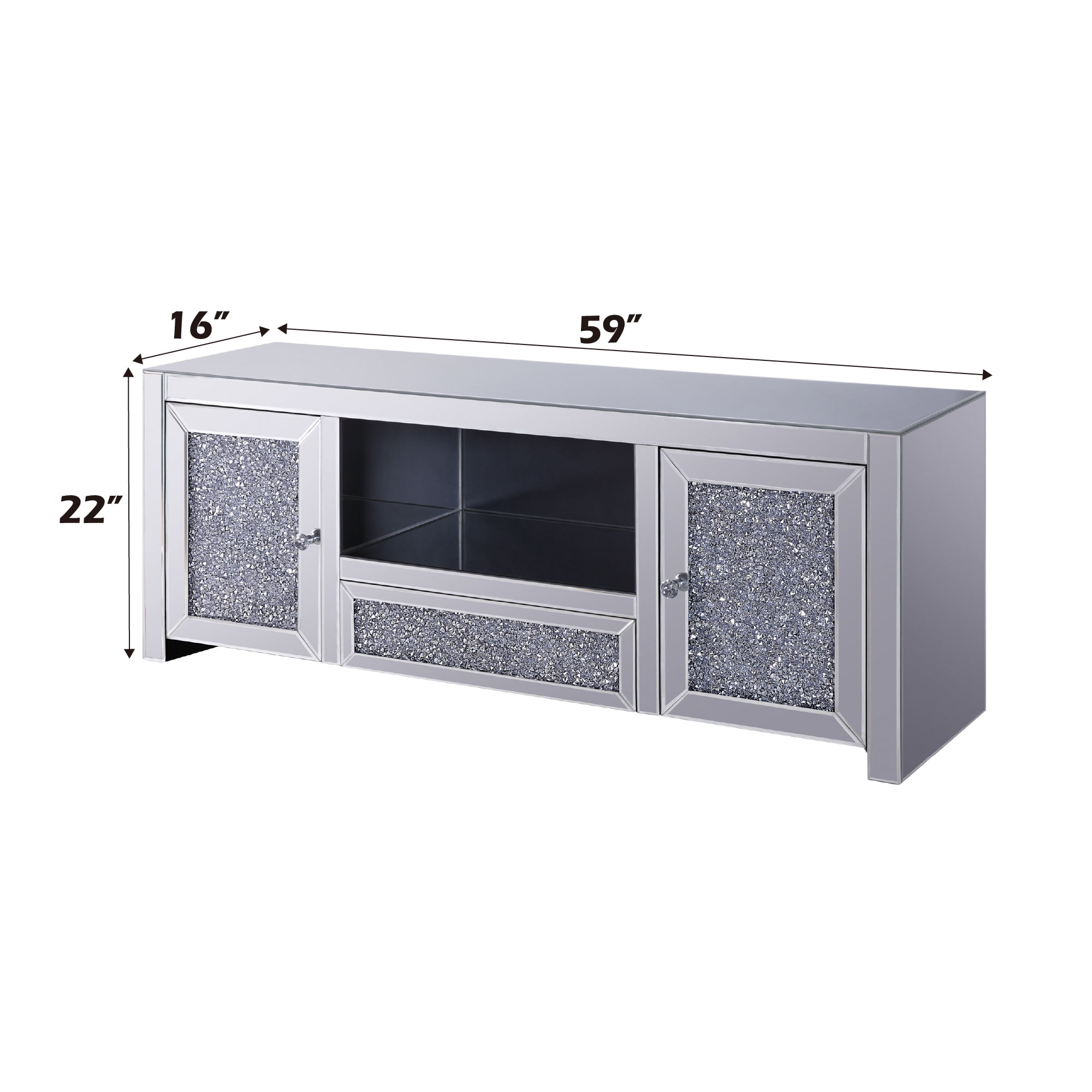 TV Stand Mirrored & Faux Diamonds