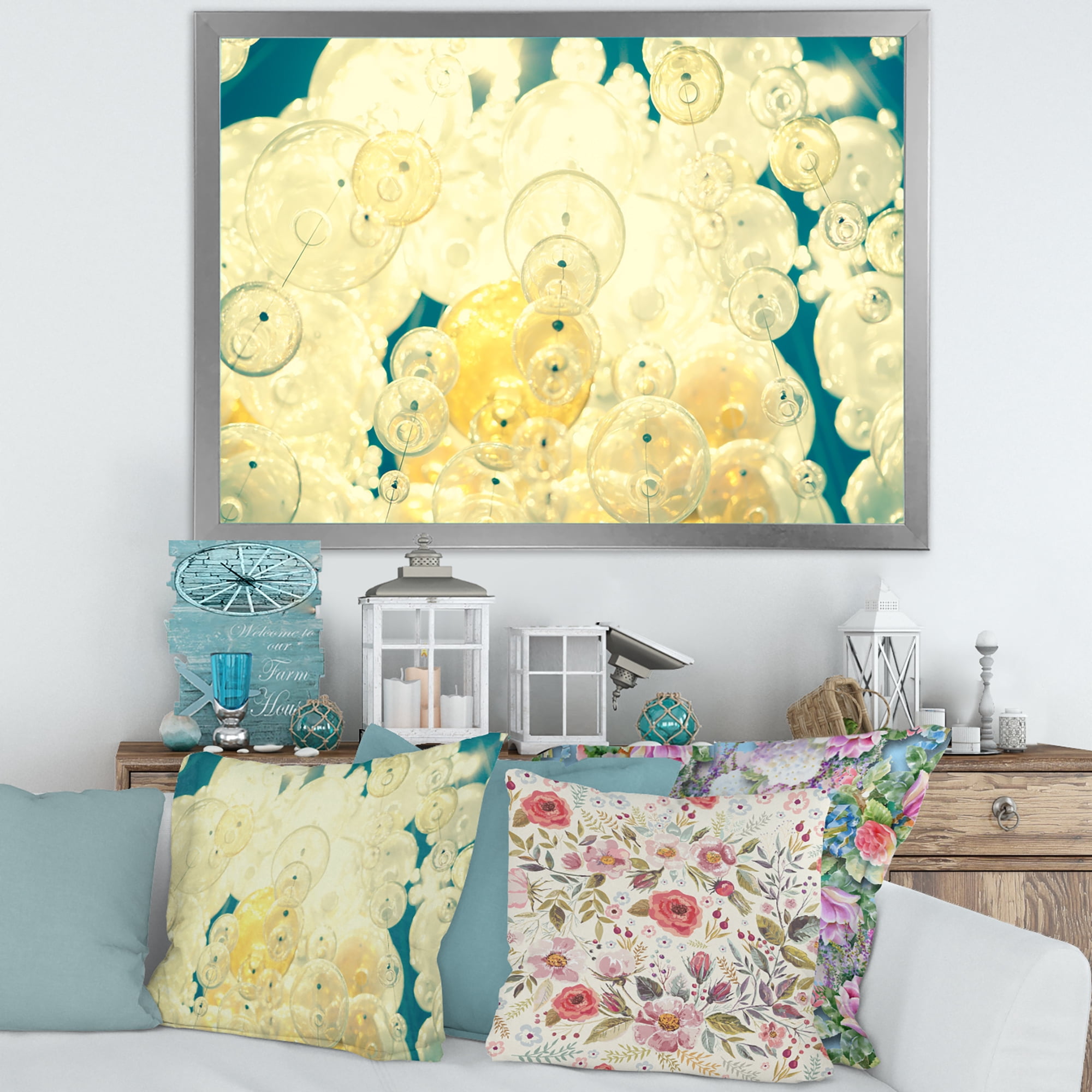 Designart 'Chandelier In The Form of Balls Abstract Art II' Modern Framed Art Print