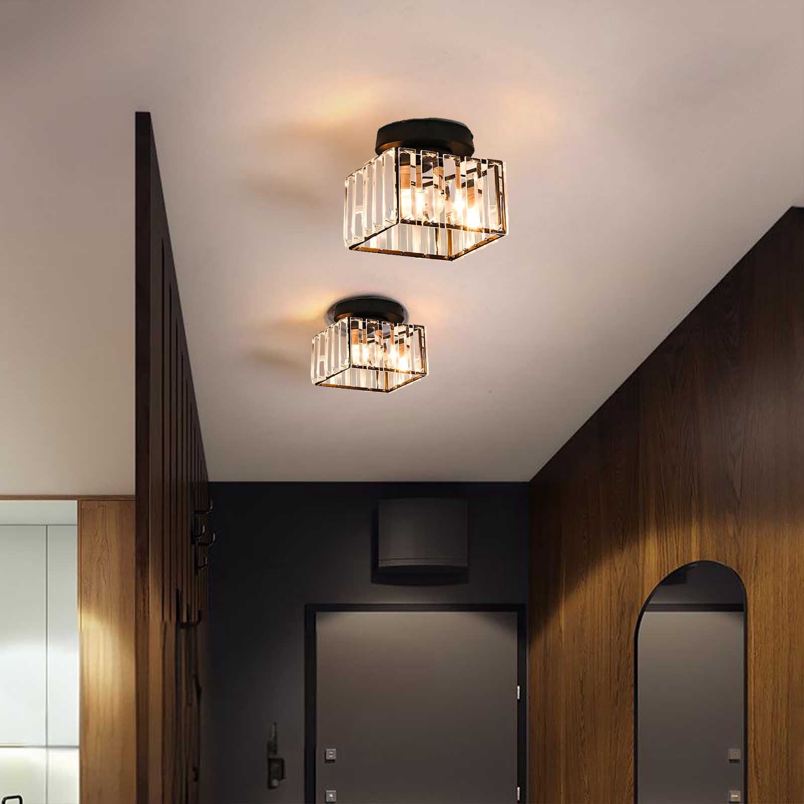 Flush Mount Ceiling Light LED Ceiling Lamp Square Crystal Kitchen Ceiling Lighting Fixtures for Bedroom Hallway Entryway Bathroom