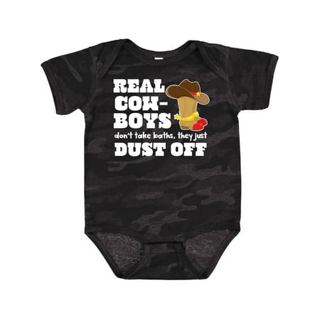 

Inktastic Boys Real Cowboys Don t Take Baths They Dust Off Gift Baby Boy Bodysuit