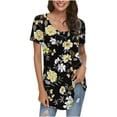 thumbnail image 1 of Pisexur Hauts pour Femmes 2023 Été Grande Taille Tuniques Décontractées à Col Rond Chemises à Manches Courtes Pétale Coupe Ample Blouse Mignonne, 1 of 6