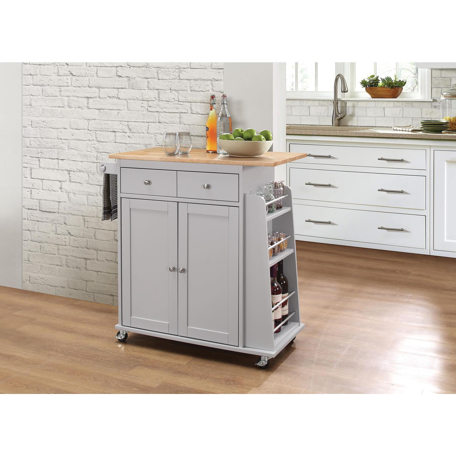 ACME Tullarick Kitchen Cart, Natural & GrayColorNatural & Gray
