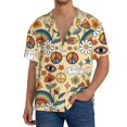 thumbnail image 1 of Balery 70s Hippie Style Camisa Casual de Manga Corta con Botones para Hombre, Texturizada, Estilo Cubano, para Playa, Verano-Medium, 1 of 5