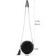 thumbnail image 2 of Bolso bandolera para mujer, bolso de hombro, cartera redonda con flecos, cartera de mano, bolso de noche, pequeño bolso de mano de piel sintética, cartera de moda con cadena, color negro, 2 of 5