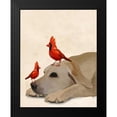 thumbnail image 2 of Fab Funky 15x18 Black Modern Framed Museum Art Print Titled - Labrador with Red Birds, 2 of 5