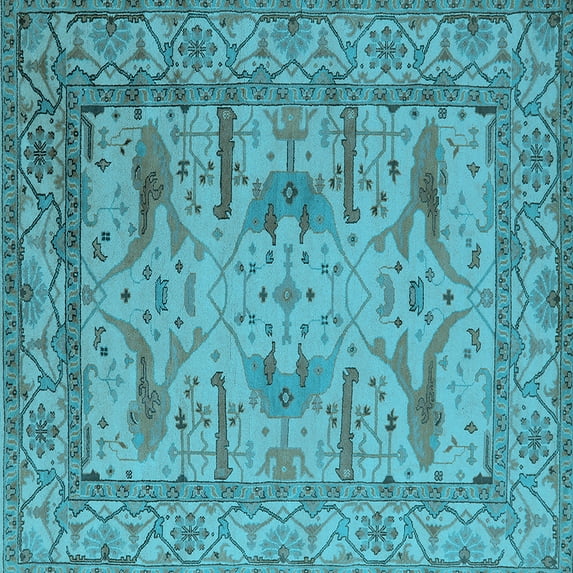 Ahgly Company Indoor Square Oriental Light Blue Industrial Area Rugs, 4' Square