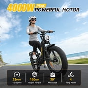 Helokeep 26 Black Fat Tire High Performance Cargo Electric Bike for Women, 4000W Peak 2000W, 40MPH, 48V 25Ah UL2849 Off-Road Ebike
