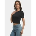 thumbnail image 3 of Women's Short Sleeve Crop Top - Crew Neck Fitted Shirt, Soft Stretch Casual & Workout T-Shirt, Basic Slim Fit Tee for Going Out, 3 of 6
