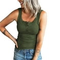 thumbnail image 2 of LEAVINGSUO Tank Tops for Women under $5 Women Casual Tanks Sleeveless Buttons Slimming Solid Pullover Vest Blouse Tops Green M, 2 of 8