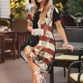 thumbnail image 3 of Naloa Wood Grain Bald Eagle Print Womens Summer A-Line Dress with Pockets,Short Sleeve Dresses,Flowy Beach Swing Dress for Vacation Travel, 3 of 6