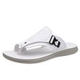 thumbnail image 3 of Domuza Mens Adjustable Buckle Thong Flip Flops, Embossed Faux Leather Open Toe Slide Sandals, Lightweight Cushioned Sport Summer Beach Casual Sandals White 9.5 (EU-44), 3 of 6